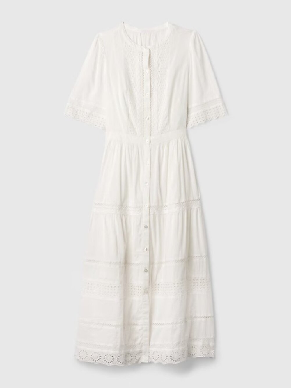 Gap Lace Button-Up Midi Dress
